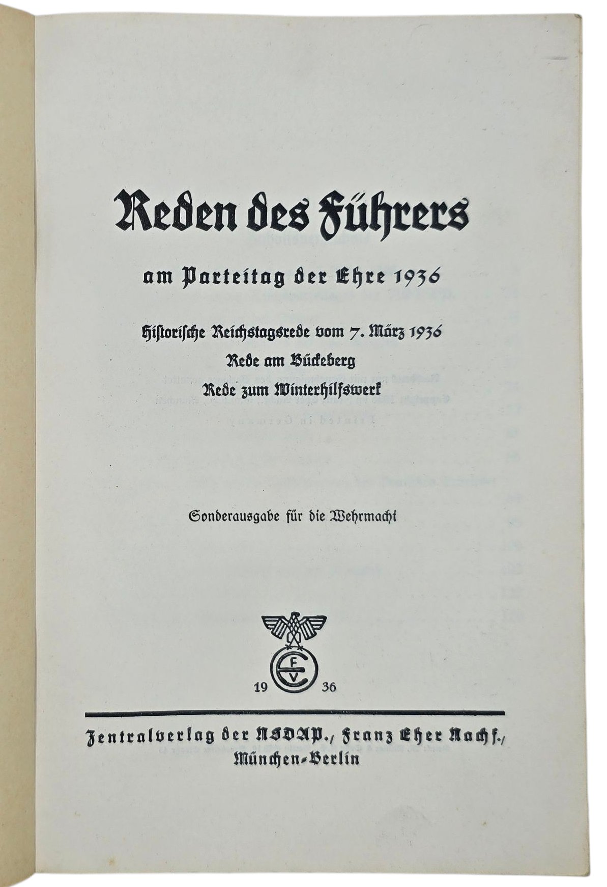 Original WW2 German NSDAP Brochure - Reden des Führers am Parteitag der Ehre, Adolf Hitler (1936) — image 2
