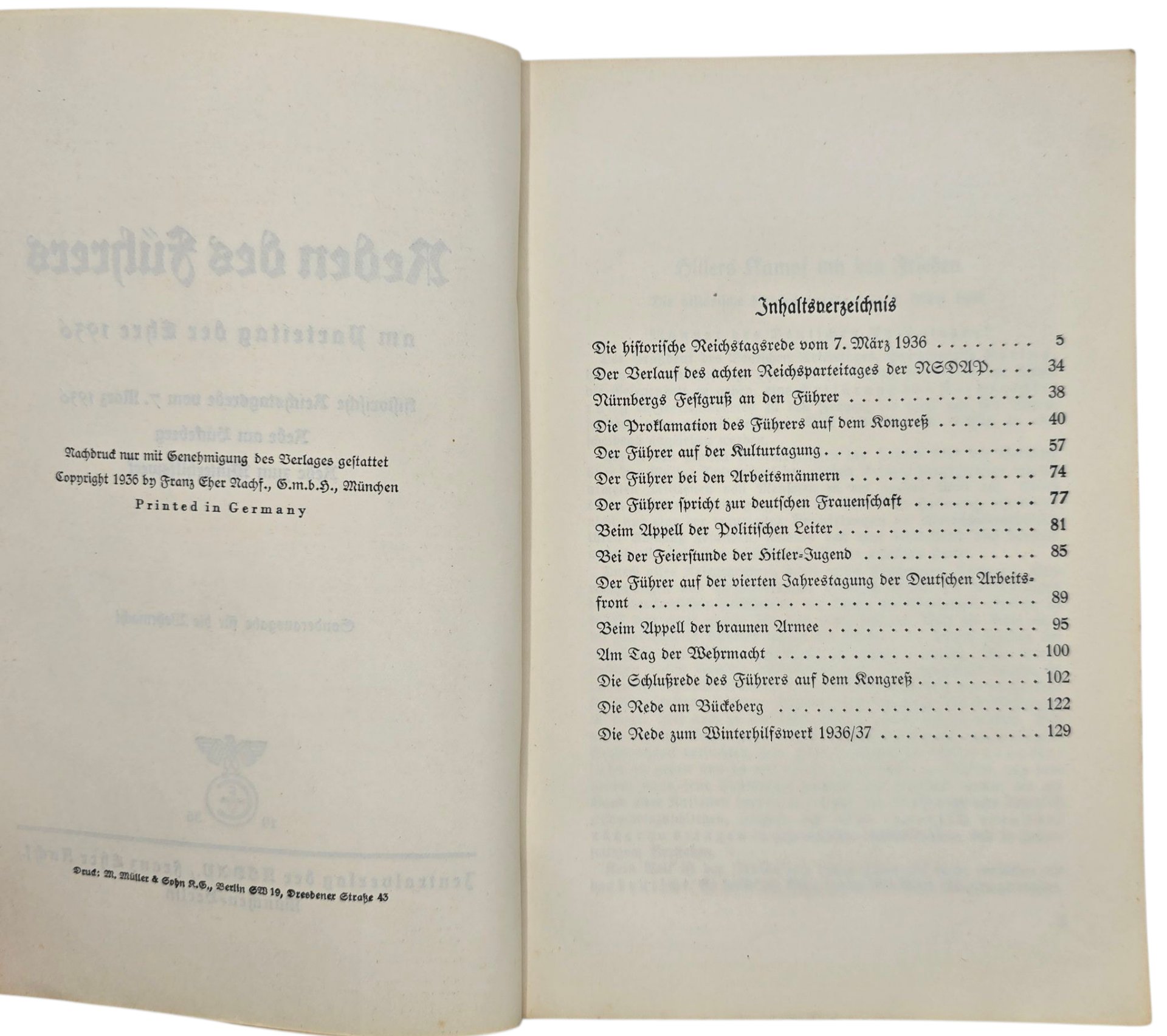 Original WW2 German NSDAP Brochure - Reden des Führers am Parteitag der Ehre, Adolf Hitler (1936) — image 3