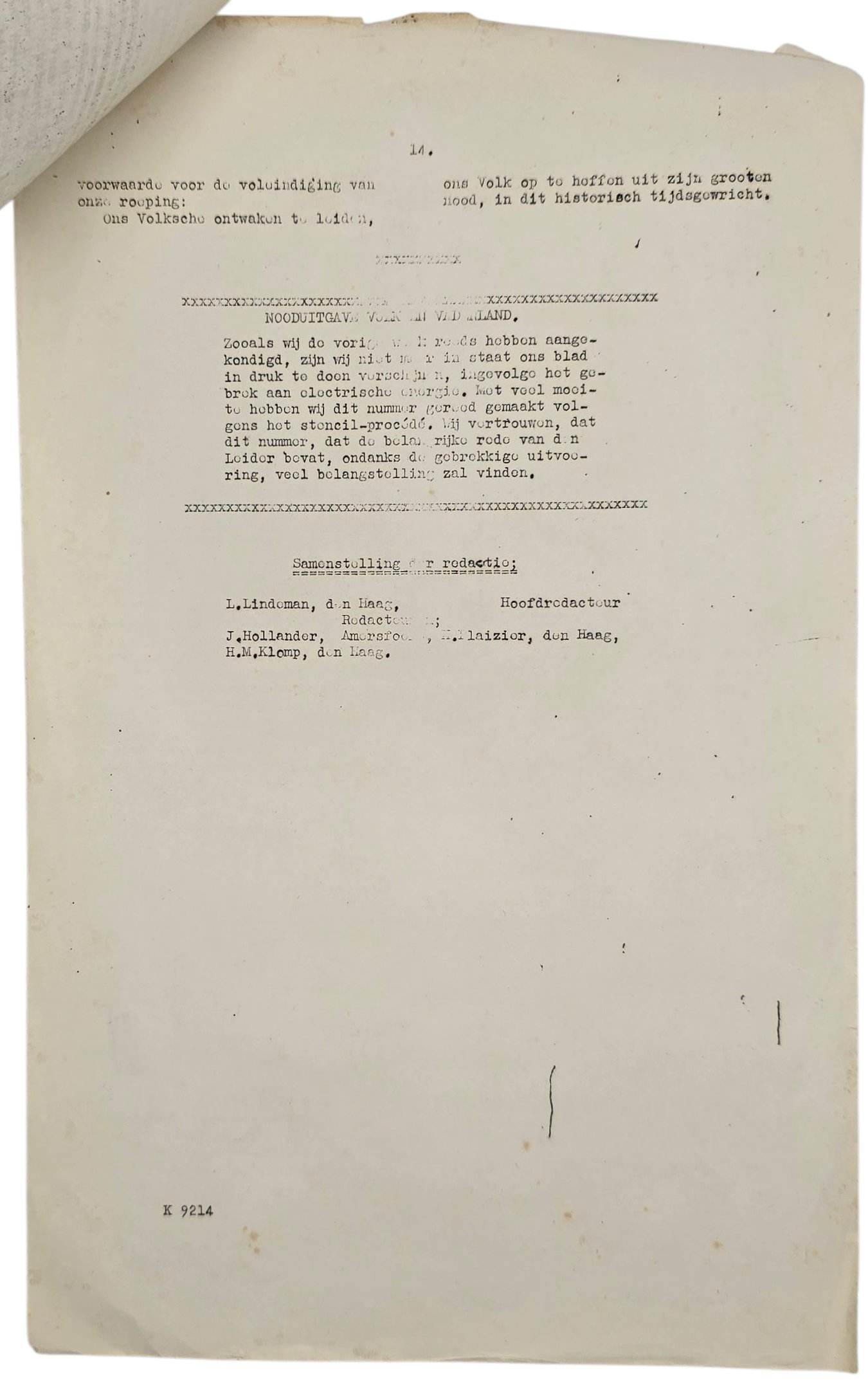 Original WW2 Dutch Collaboration NSB Newspaper - Volk en Vaderland, 13th year No. 15, Emergency edition, 13th of April (1945) — image 4