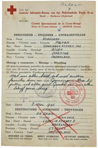 Original WW2 Dutch Liberation Document - Dutch Red Cross letter …
