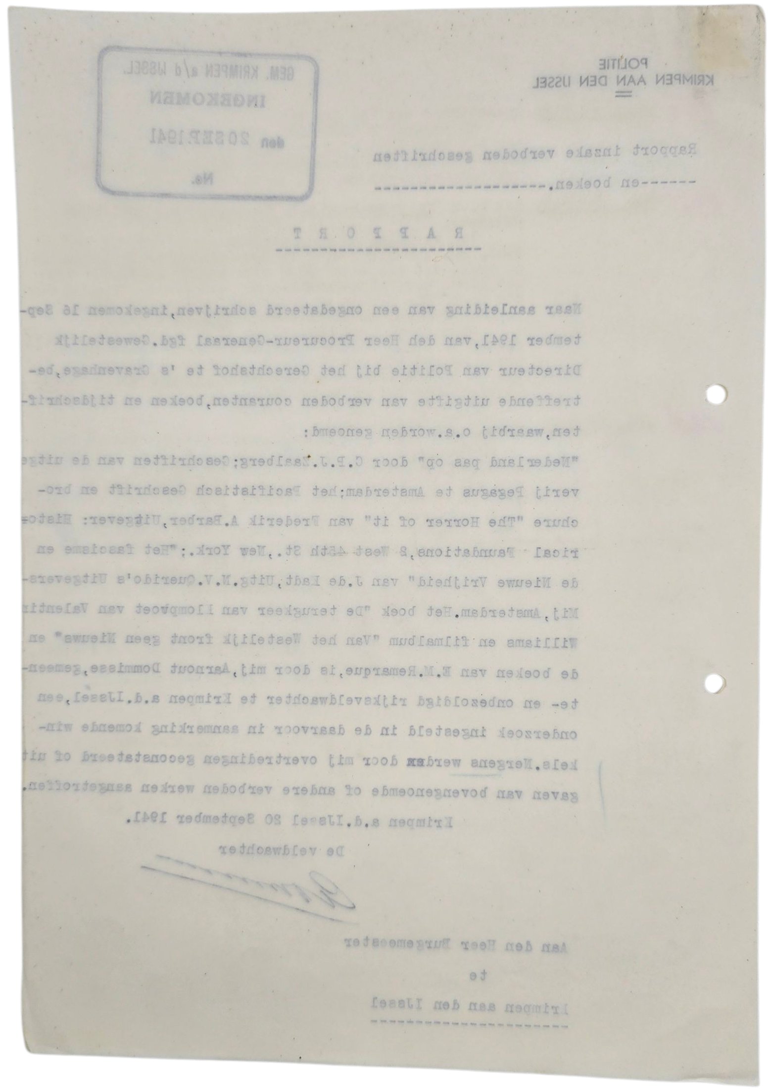 Original WW2 Dutch Document - List of illegal publications, forbidden by SS Police Dr. Harster, Krimpen a/d IJssel (1941) — image 5