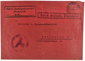 Original WW2 Dutch Document - Envelope Marine Festungspionierstab NIederlande, Spoorwegen …