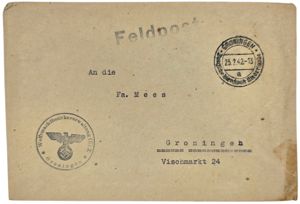 Original WW2 Dutch Document - Envelope Wehrmachtsbezirksverwaltung X Groningen Feldpost …