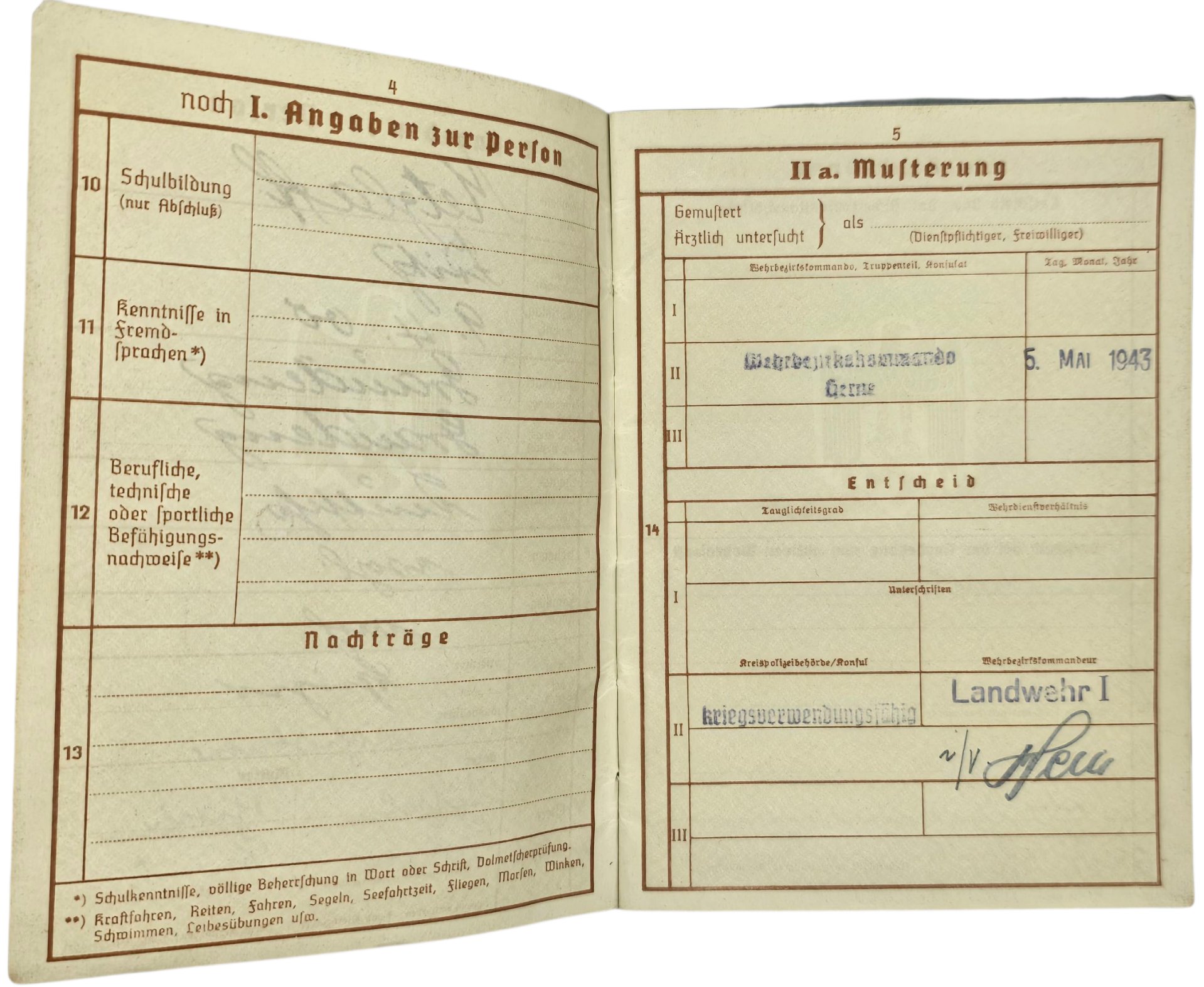 Original WW2 German Document - Wehrpass Herne (1937) — image 4