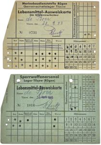 Original WW2 Dutch Document - Dutch labourer Lebensmitte-Ausweiskarte Sperrwaffenarsenal Marinebaudienstelle …