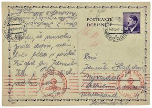 Original WW2 Dutch Document - Letter Munchengratz Tsjechoslowakia to Nijverdal, …