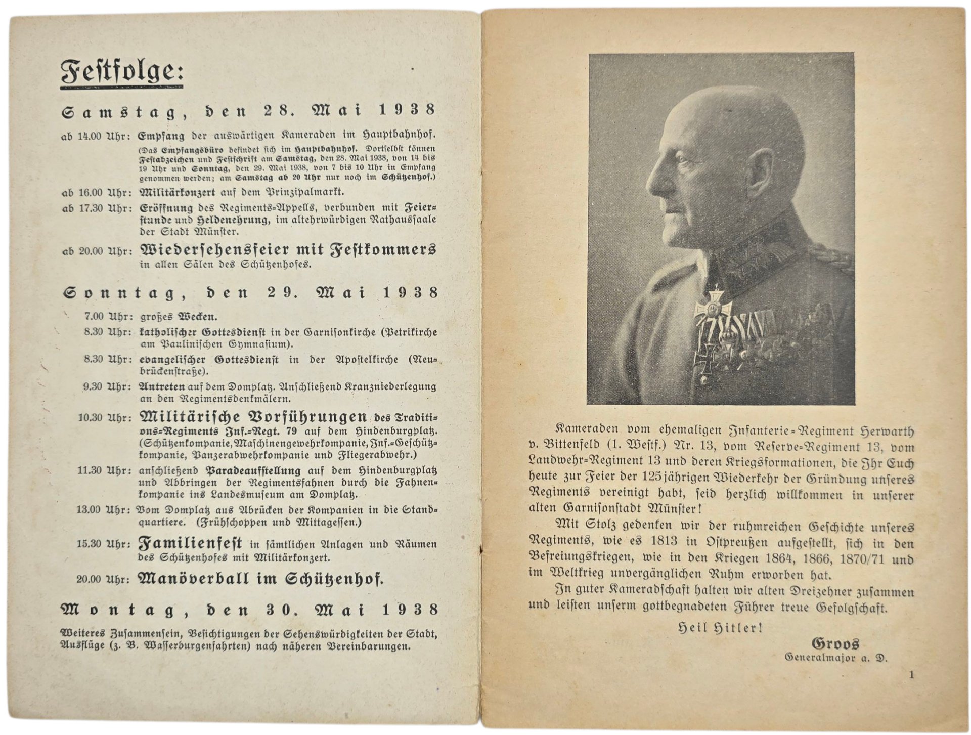 Original WW2 German Brochure - Regimentsappell Infanterie Regimenter 13, Münster (1938) — image 2