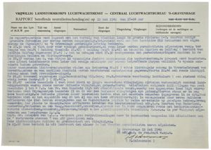 Original WW2 Dutch Document - Dutch Army Luchtwachtdienst air watch …