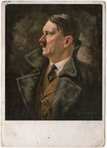 Original WW2 German Postcard - Adolf Hitler portrait, Willy Exner