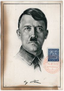Original WW2 German Postcard - Adolf Hitler portrait, Hoffmann (1939)