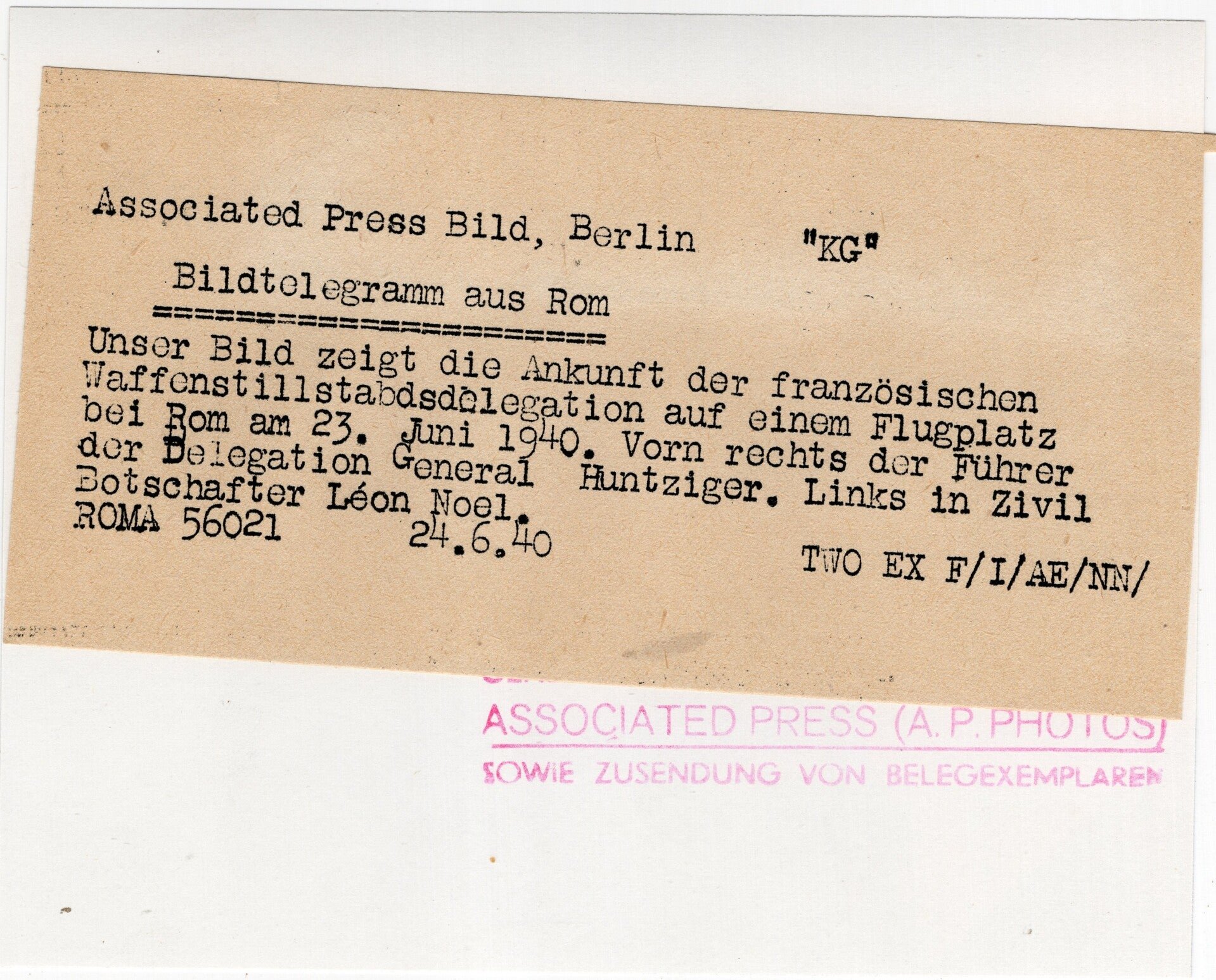 Original WW2 German Press Photo - German SD Sicherheitsdienst with General Charles Huntziger in Rome (1940) — image 2