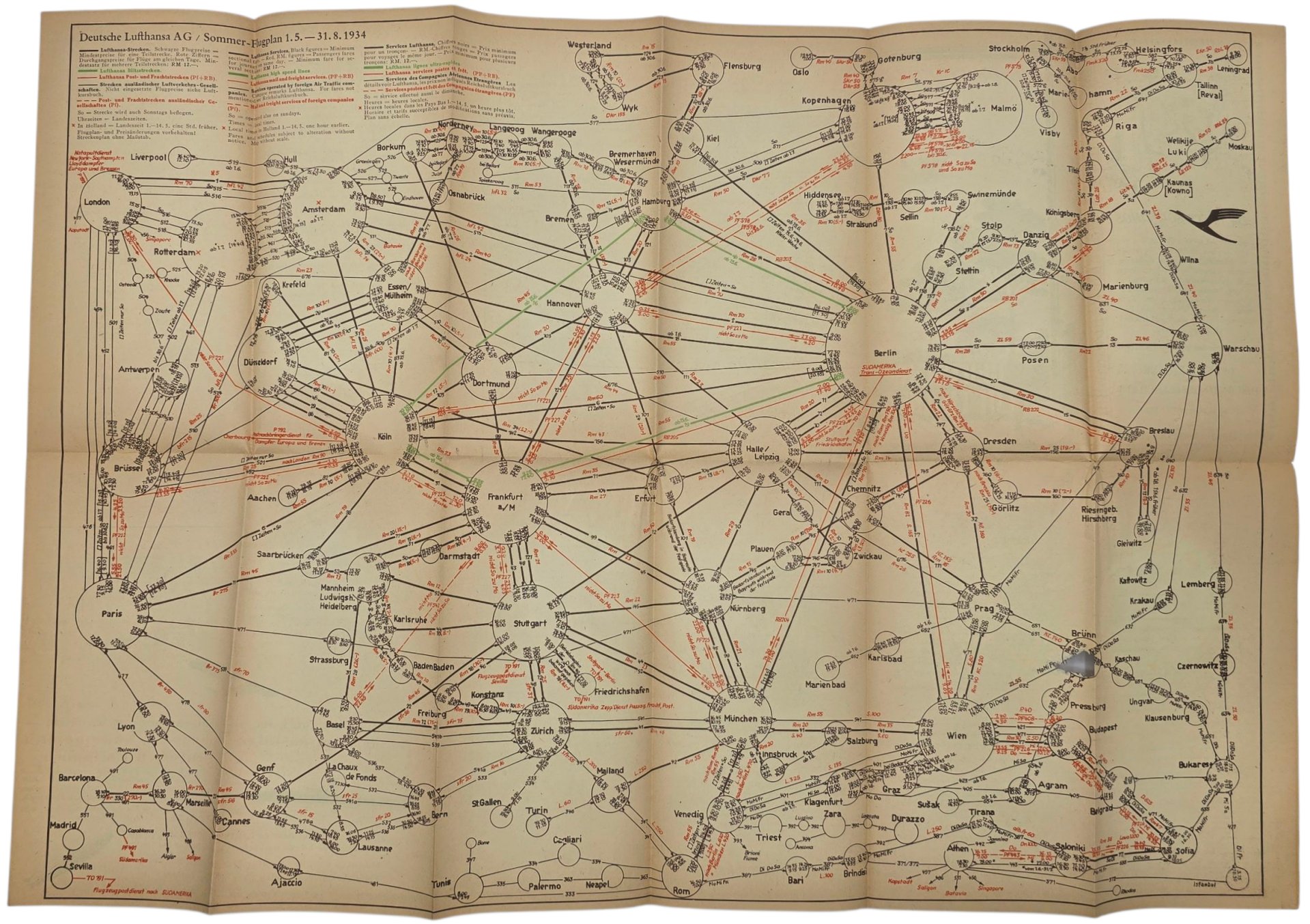 Original WW2 German Document - Deutsche Lufthansa Sommflugplan (1934) — image 3