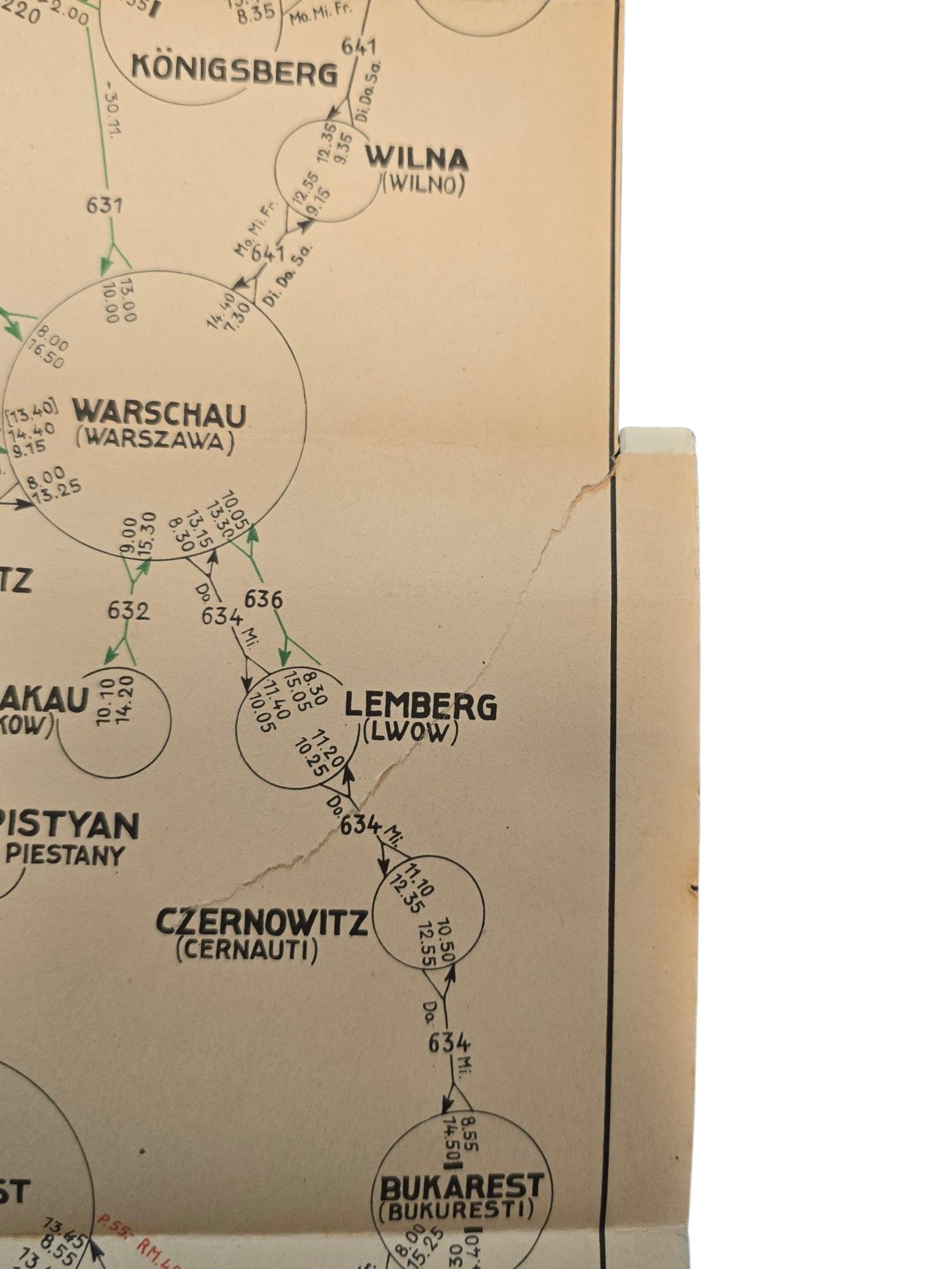 Original WW2 German Document - Deutsche Lufthansa Winter Time Table 3rd October to 26th March (1938) — image 3