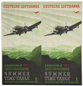 Original WW2 German Document - Deutsche Lufthansa Summer Time Table …
