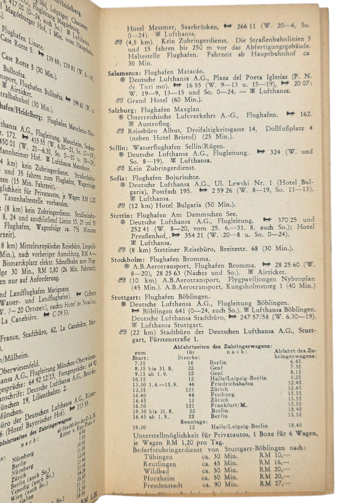 Original WW2 German Document - Deutsche Lufthansa Sommerflugplan 27 März bis 1 Oktober (1938) — image 2