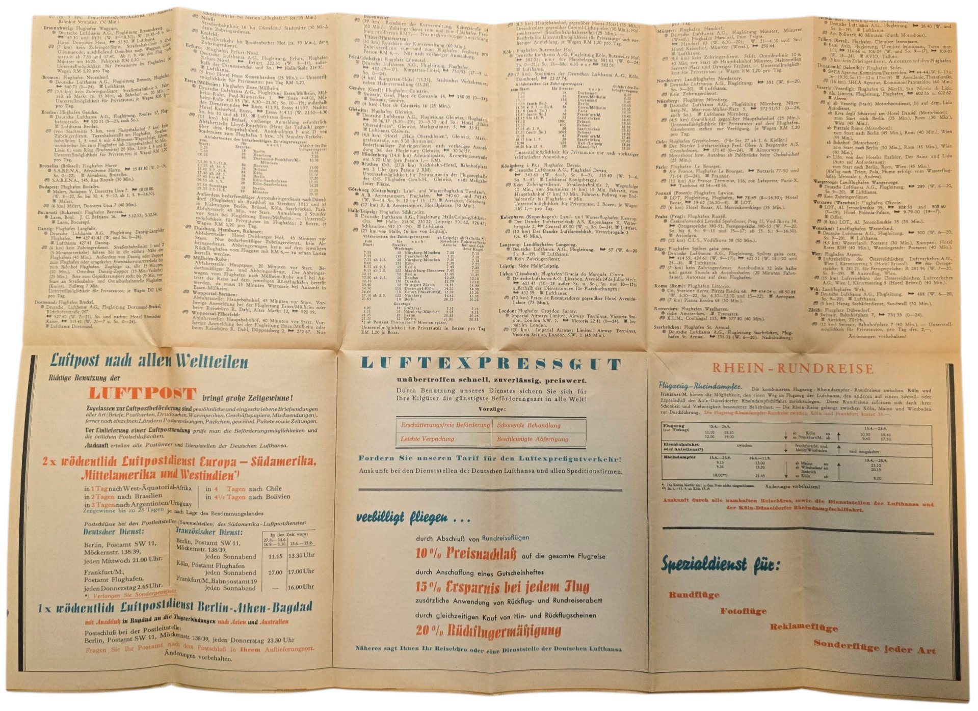 Original WW2 German Document - Deutsche Lufthansa Sommerflugplan 27 März bis 1 Oktober (1938) — image 3