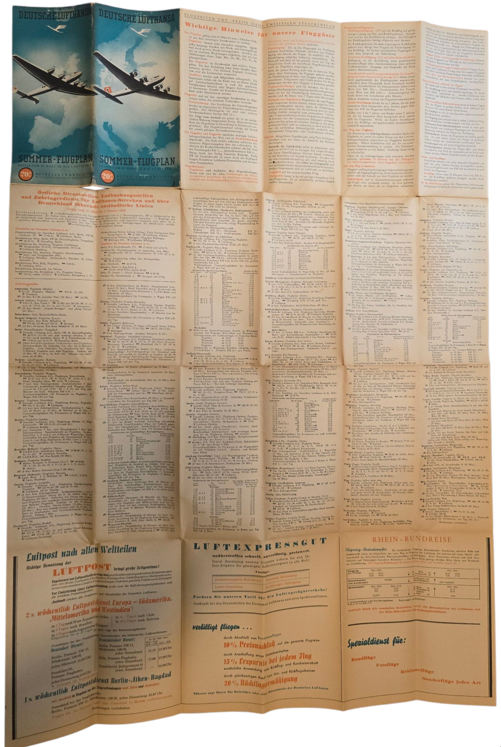 Original WW2 German Document - Deutsche Lufthansa Sommerflugplan 27 März bis 1 Oktober (1938) — image 5