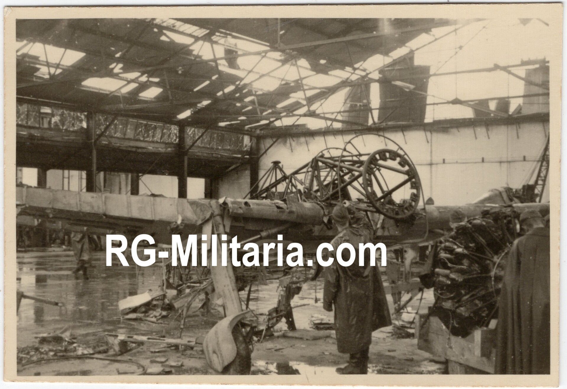 Original WW2 German Photo - German soldier looking at a destroyed French-built Koolhoven FK 58 airplane, France (1940) — image 3