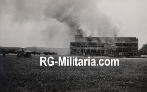 Original WW2 German Photo - Burning building at Schiphol, Amsterdam …