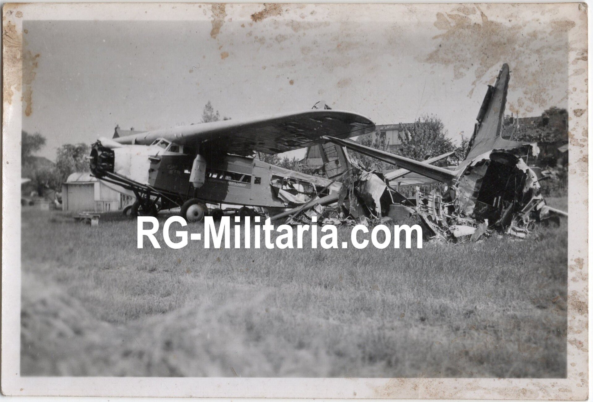 Original WW2 German Photo - Damaged KLM Fokker F.VIIa airplane at Schiphol, Amsterdam (1940) — image 3