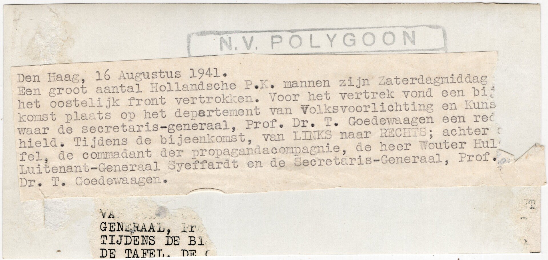 Original WW2 Dutch Collaboration NSB Press Photo - Gathering Dutch Kriegsberichters before leaving to the Eastern Front, The Hague (1941) — image 2