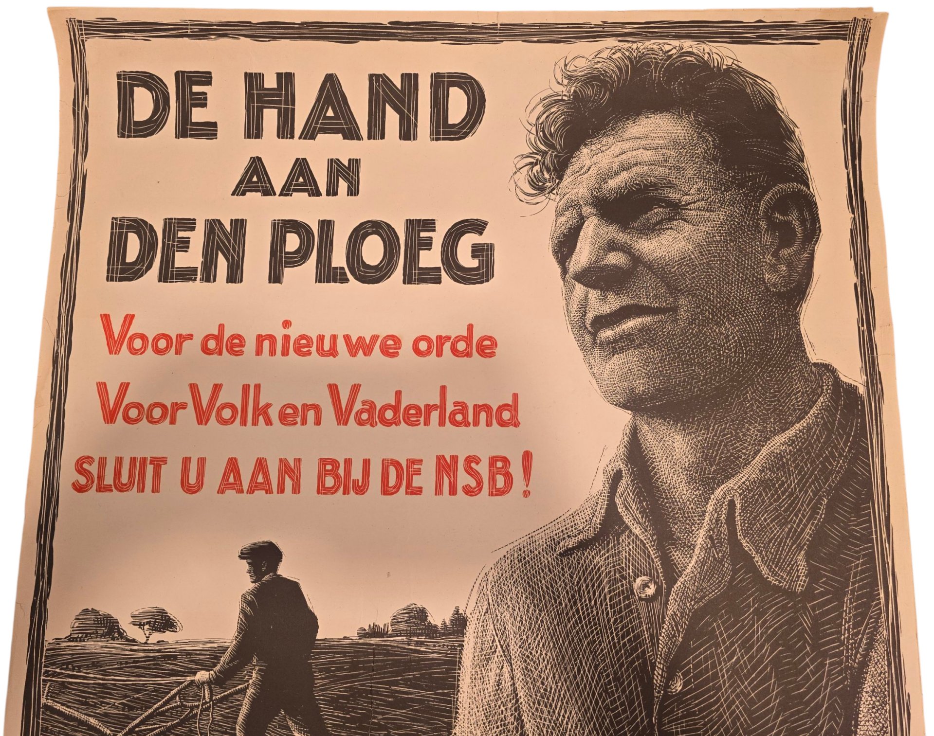 Original WW2 Dutch Collaboration NSB Poster - De Hand aan den ploeg NSB, Dirk Hendrik Melck — image 2
