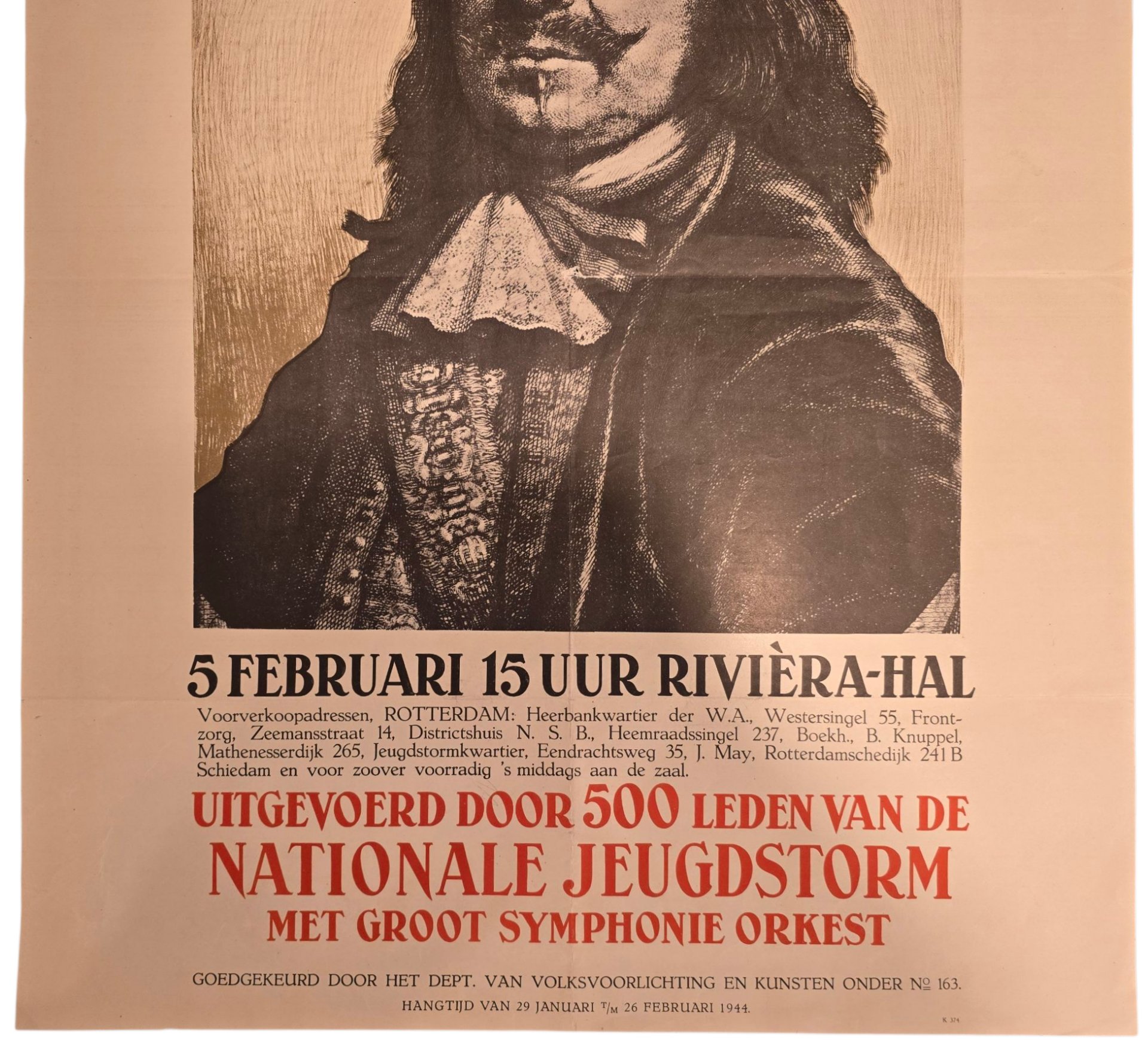 Original WW2 Dutch Collaboration NJS Poster - De Ruyter Cantate, Nationale Jeugdstorm Rotterdam (1944) — image 3