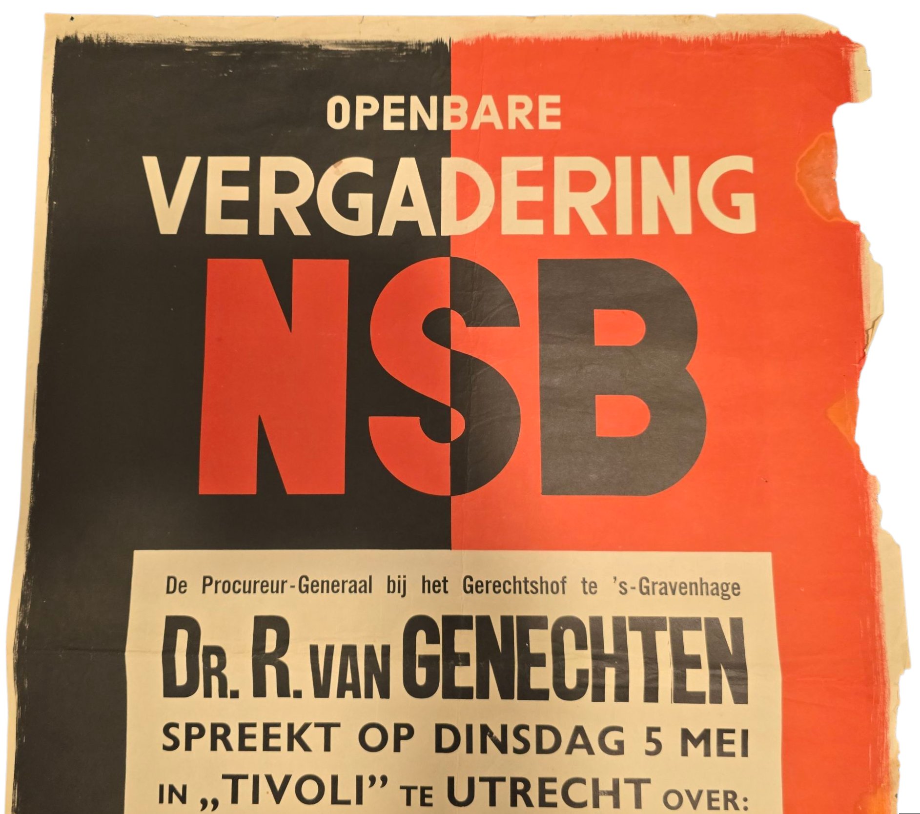 Original WW2 Dutch Collaboration NSB Poster - Public Gathering NSB Tivoli, Utrecht, R. van Genechten (1942) — image 2