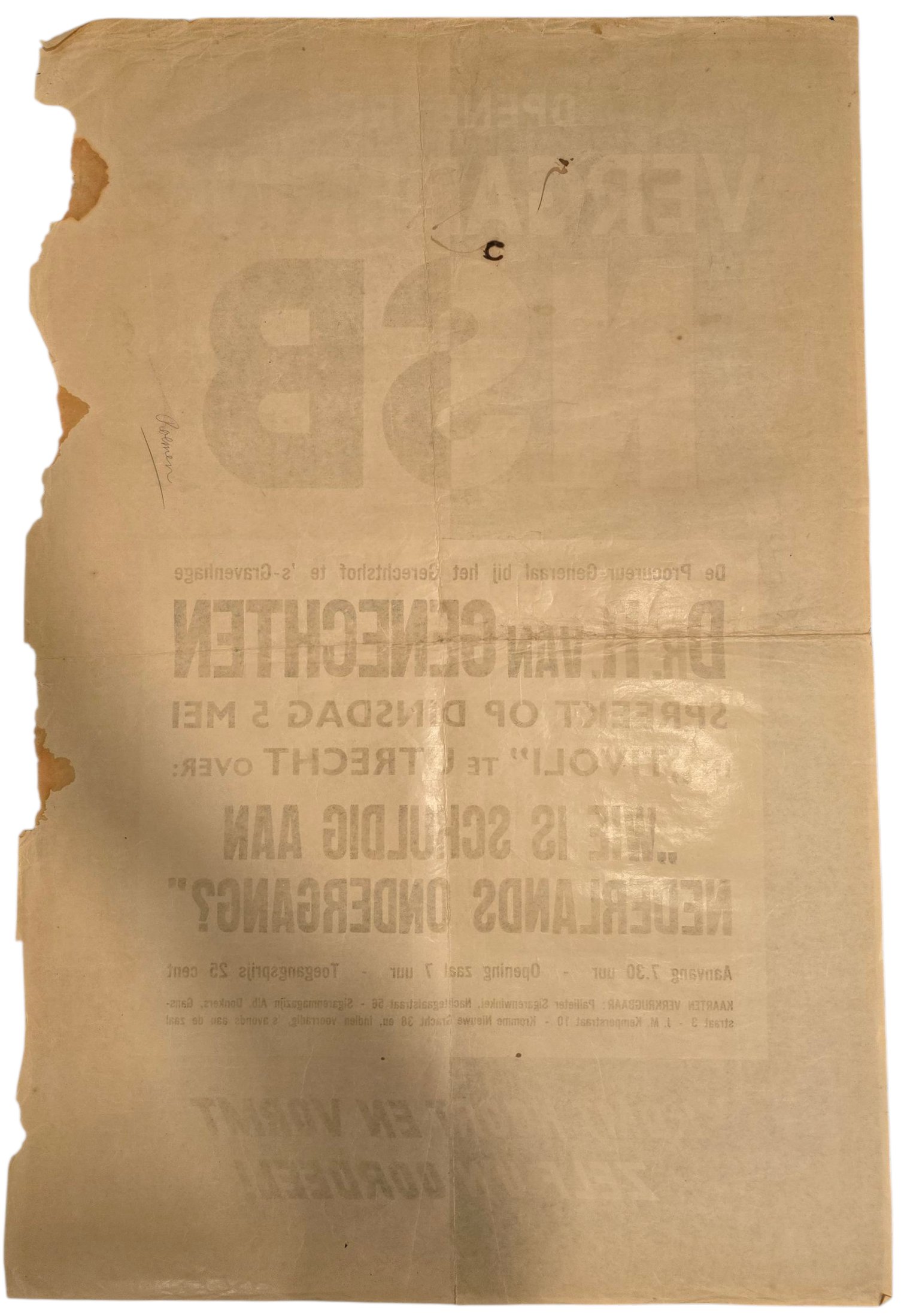 Original WW2 Dutch Collaboration NSB Poster - Public Gathering NSB Tivoli, Utrecht, R. van Genechten (1942) — image 4