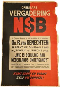 Original WW2 Dutch Collaboration NSB Poster - Public Gathering NSB …