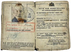 Original WW2 Dutch Document - ID card law enforcement officer …