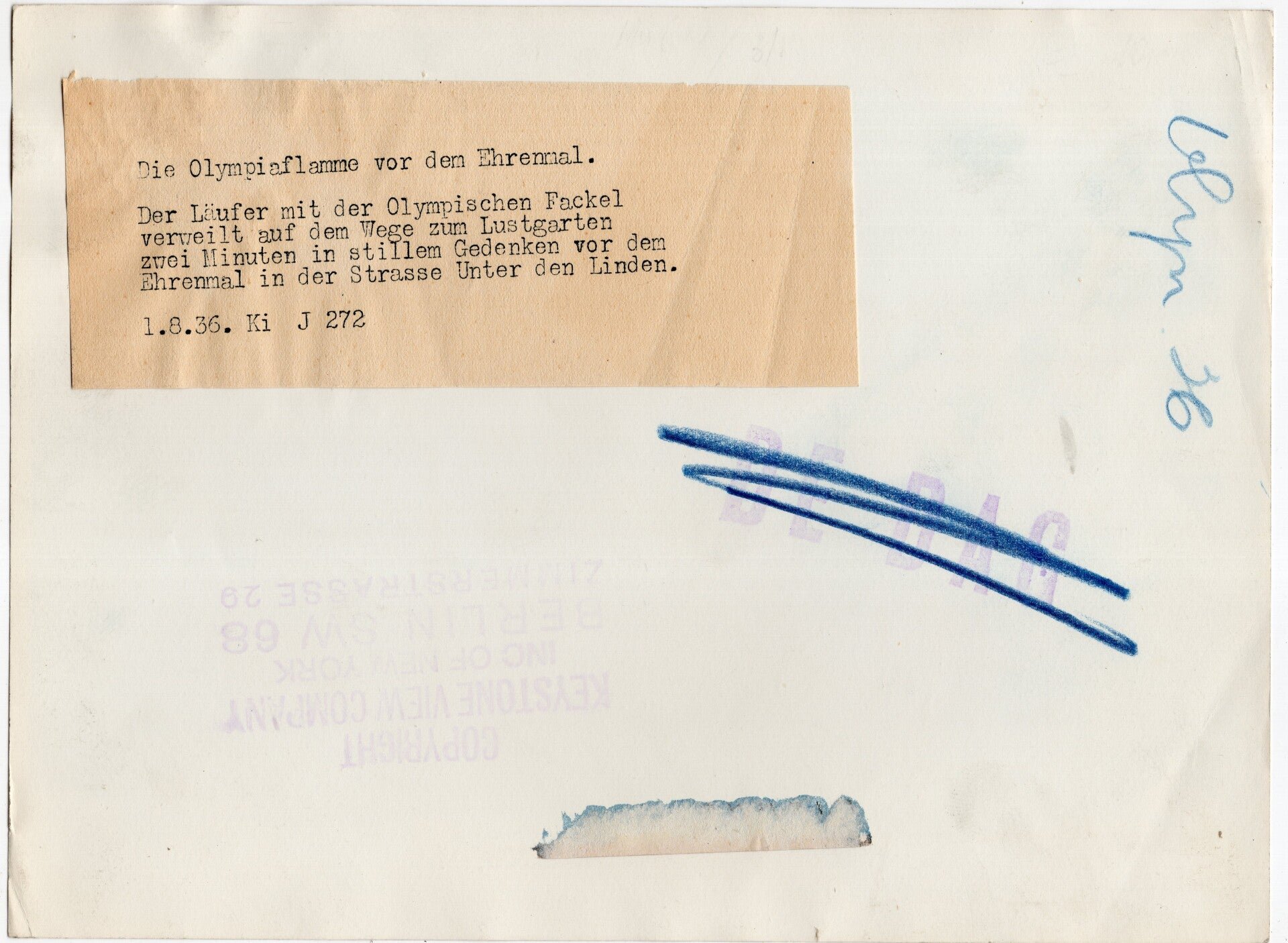 Original WW2 German Press Photo - Olympics, Olympic Games ceremony in Berlin (1936) — image 2