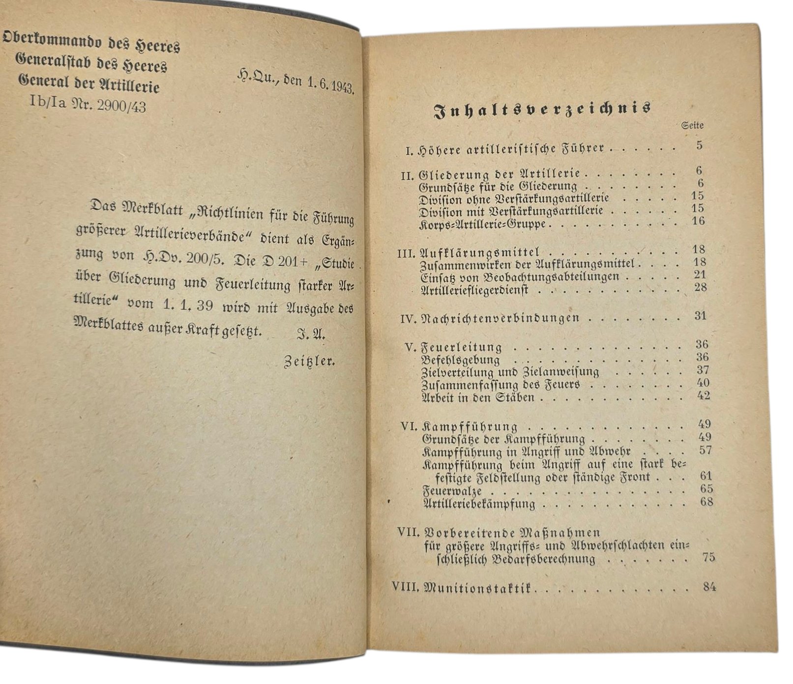 Original WW2 German Book - Richtlinien für die Führung grösserer Artillerieverbände 27b/55 (1943) — image 3