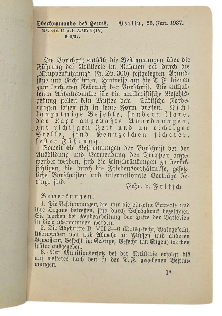 Original WW2 German Book - Ausbildungsvorschrift für die Artilerie Heft 5 H. Dv. 200/5 (1941) — image 3