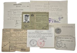 Original WW2 Dutch Document - ID card set PTT worker …
