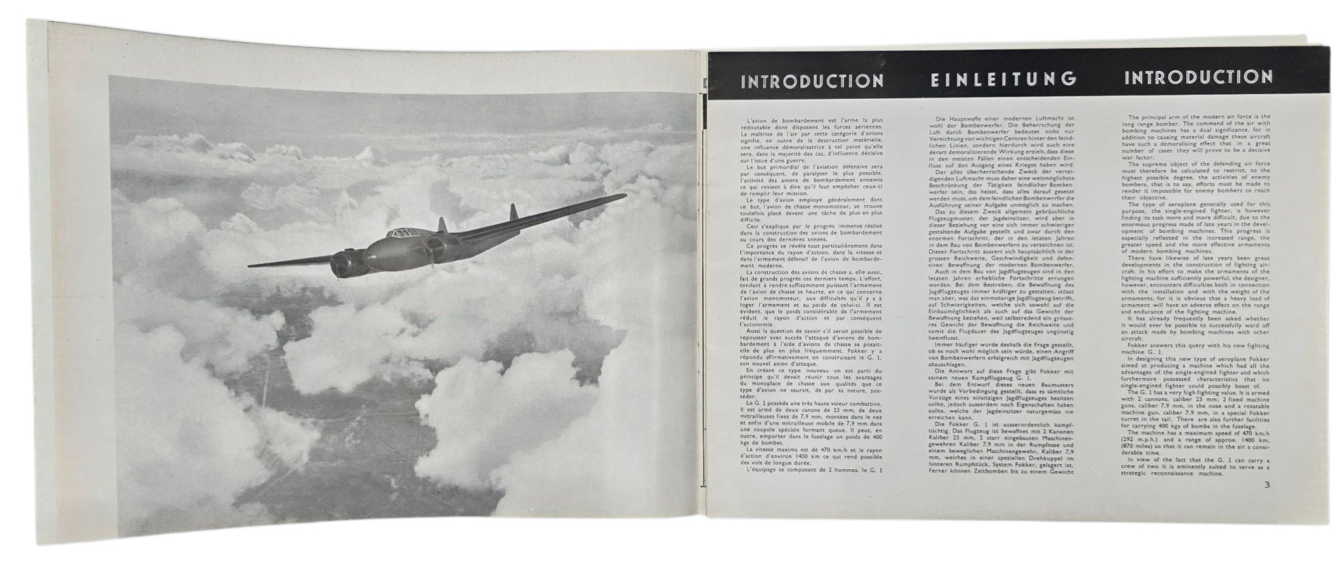 Original WW2 Dutch Brochure - Fokker G1 Le Faucheur airplane information brochure (1936) — image 3
