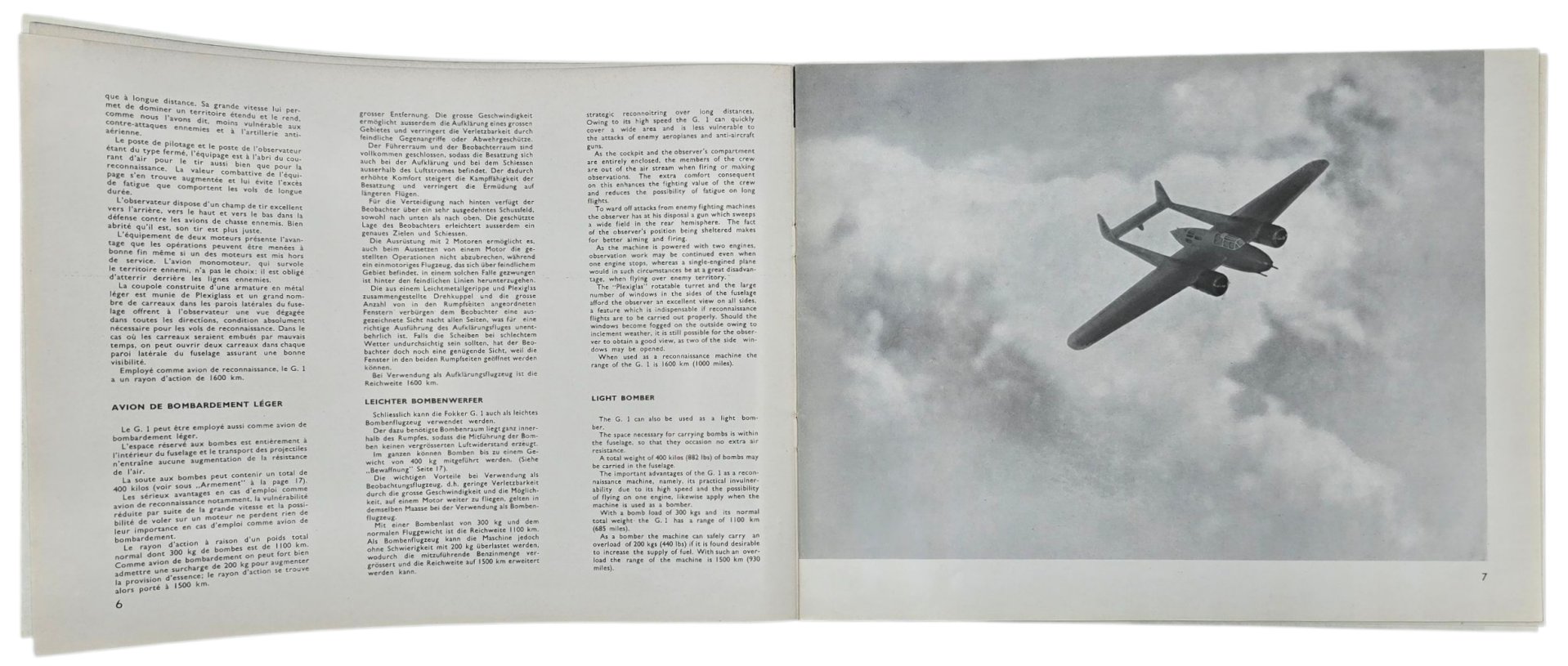 Original WW2 Dutch Brochure - Fokker G1 Le Faucheur airplane information brochure (1936) — image 4