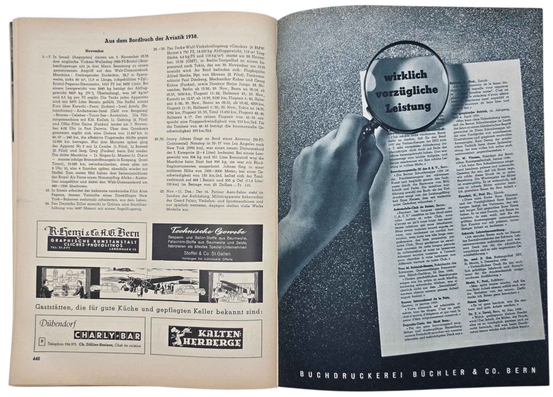 Original WW2 Swiss Magazine - Schweizer Aero-Revue Suisse, Fokker G1 Wasp cover (1939) — image 6