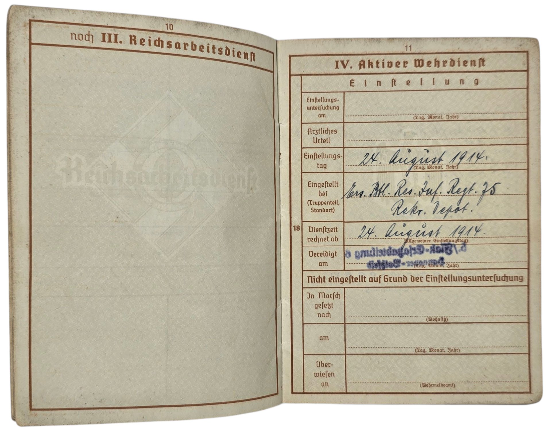Original WW2 German ID Card - Wehrpass set Flaktransport Batterie 4 / 111, Flakabteilung 6, Luftgau Holland (1941) — image 10