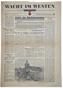 Original WW2 German Newspaper - Wacht im Westen, Frontzeitung Nr. …