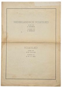Original WW2 Dutch Collaboration NSB Document - Song add-on Nederlandsch …