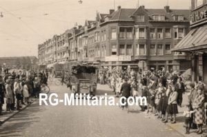 Original WW2 German Photo - German trucks arrive in Rotterdam …