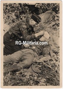 Original WW2 German Waffen SS Postcard - SS Medic helping …