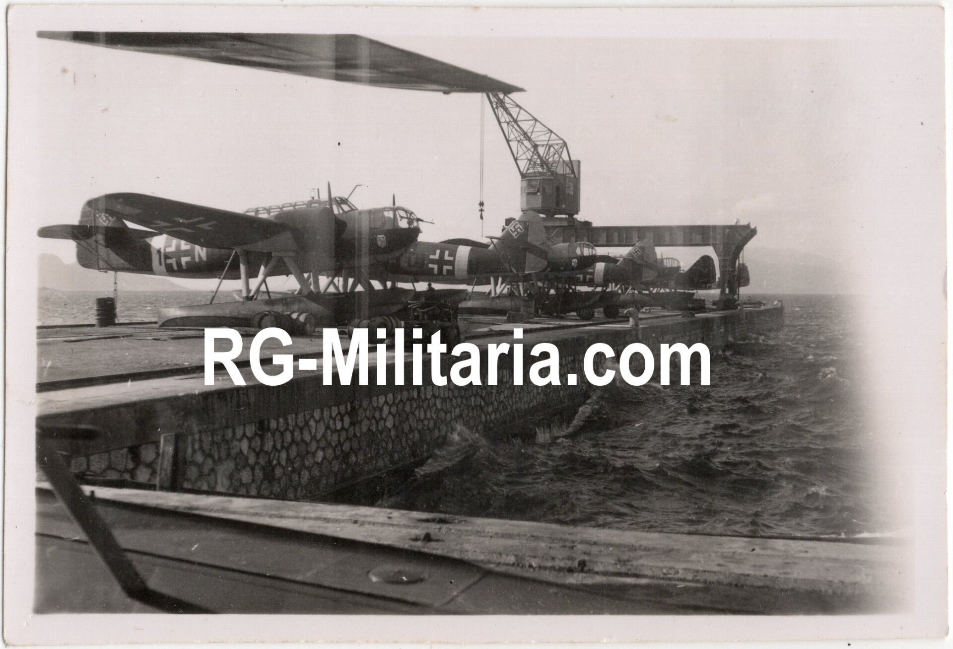 Original WW2 German Photo - Luftwaffe captured Dutch Beutewaffen Fokker T8 water airplanes at Skaramanga, Greece — image 3
