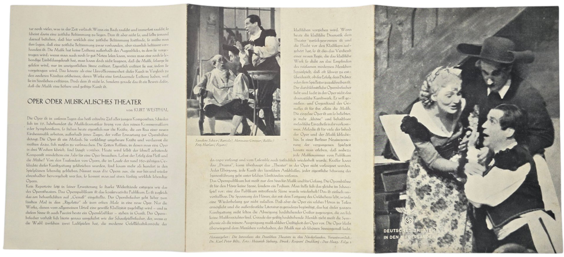 Original WW2 Dutch Collaboration Document - Deutsche Theater in den Niederlande flyer ''Der barbier von sevilla'' — image 3
