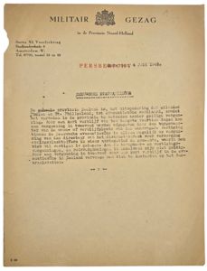 Original WW2 Dutch Document - MG Militair Gezag announcement Evacuation …