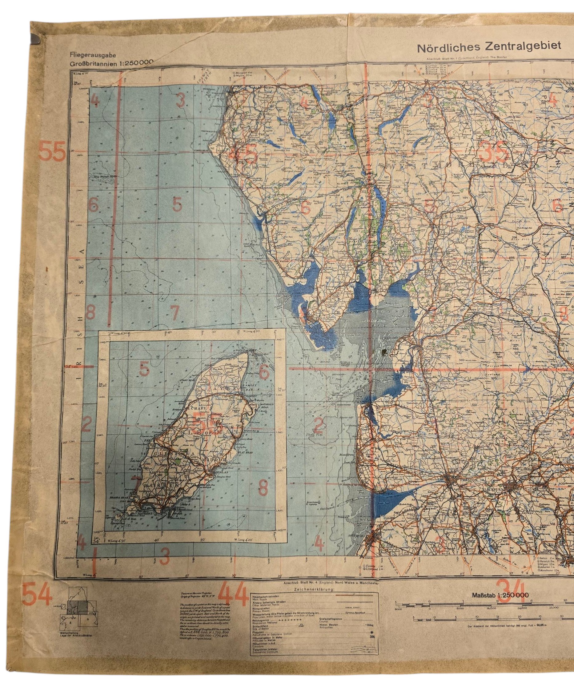 Original WW2 German Luftwaffe Map - Fliegerausgabe Great Britain England Nr. 2, Nördliches Zentralgebiet (1940) — image 2
