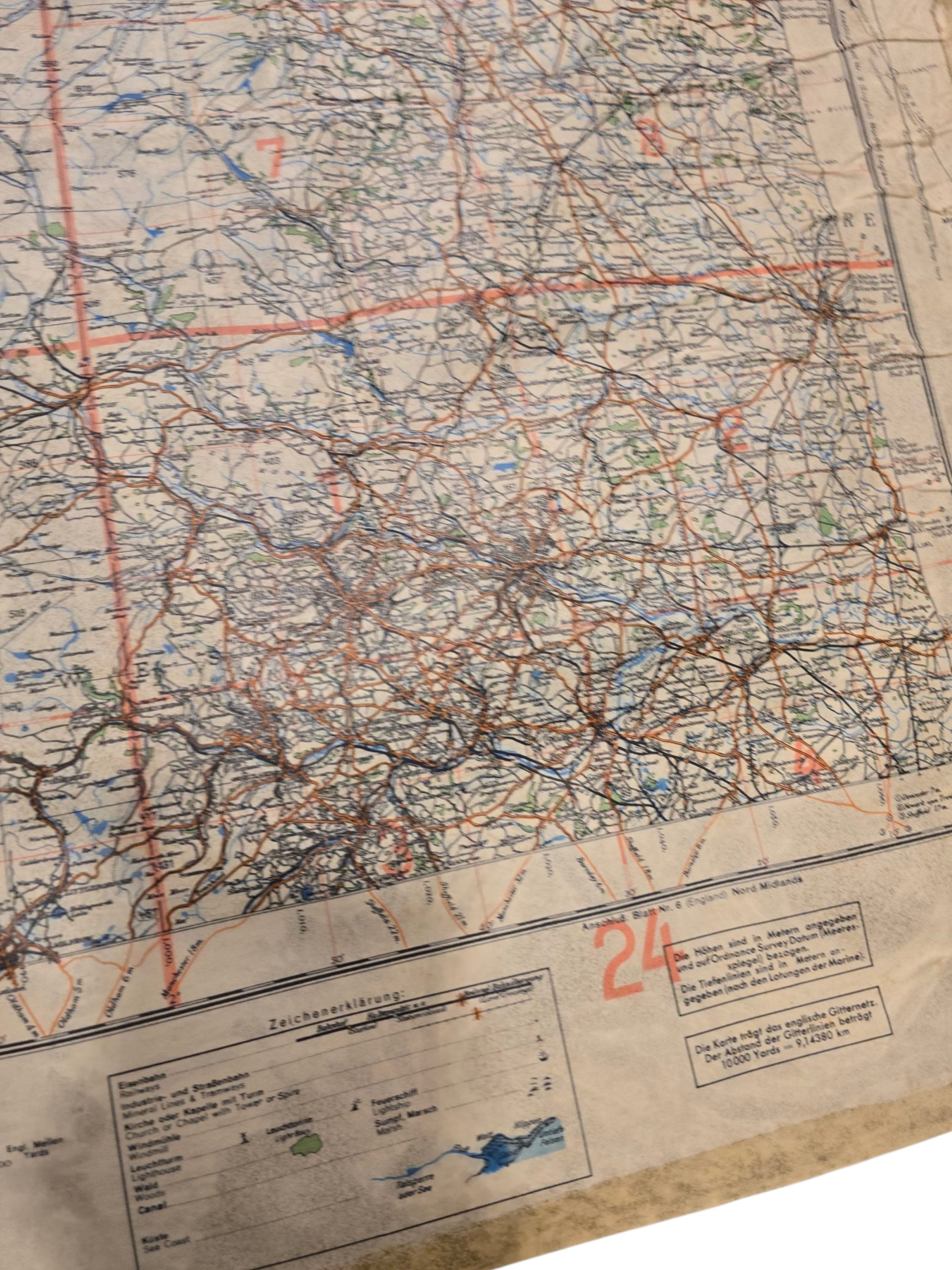 Original WW2 German Luftwaffe Map - Fliegerausgabe Great Britain England Nr. 2, Nördliches Zentralgebiet (1940) — image 6