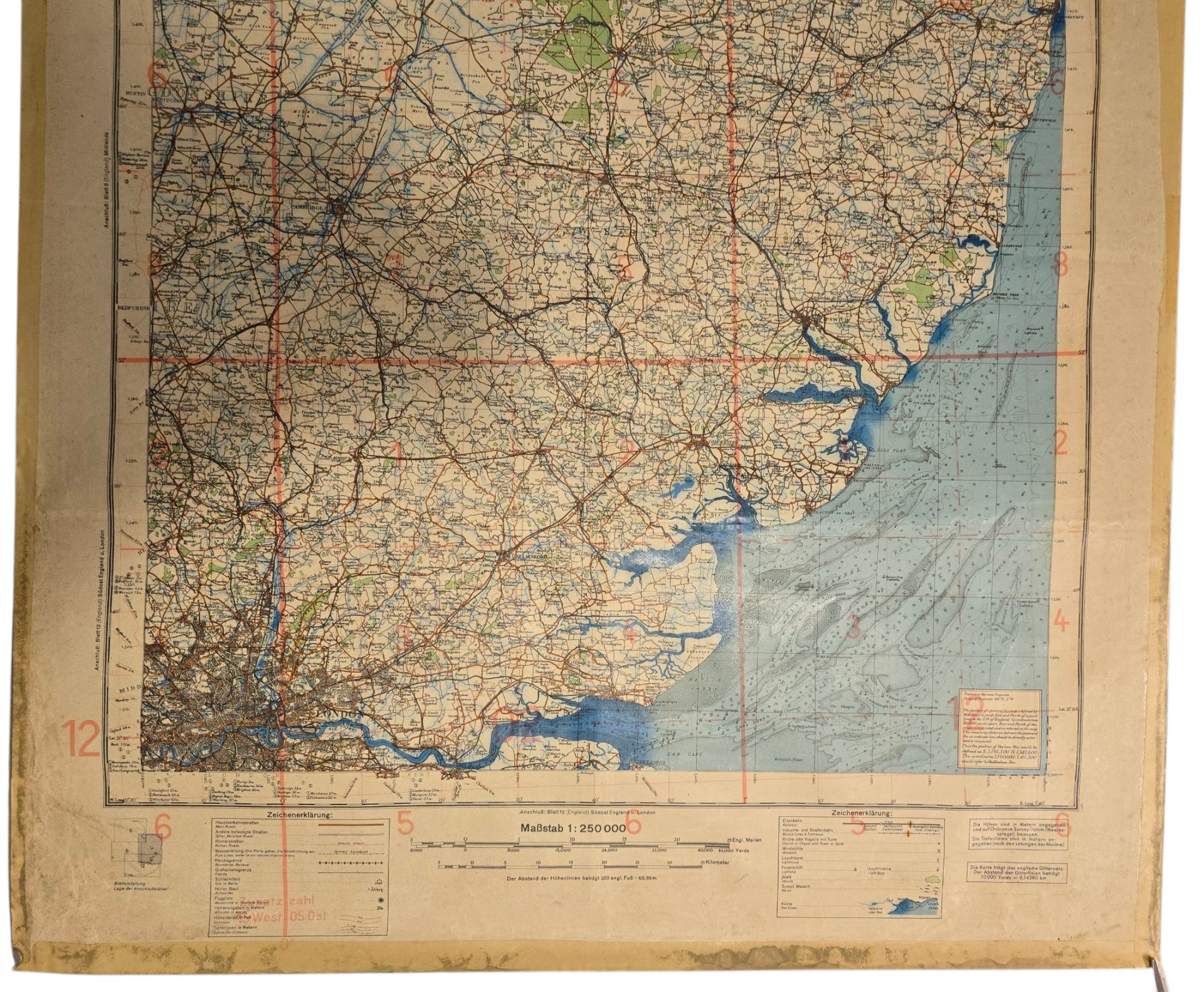 Original WW2 German Luftwaffe Map - Fliegerausgabe Great Britain England Nr. 9, Ost Anglia (1940) — image 3