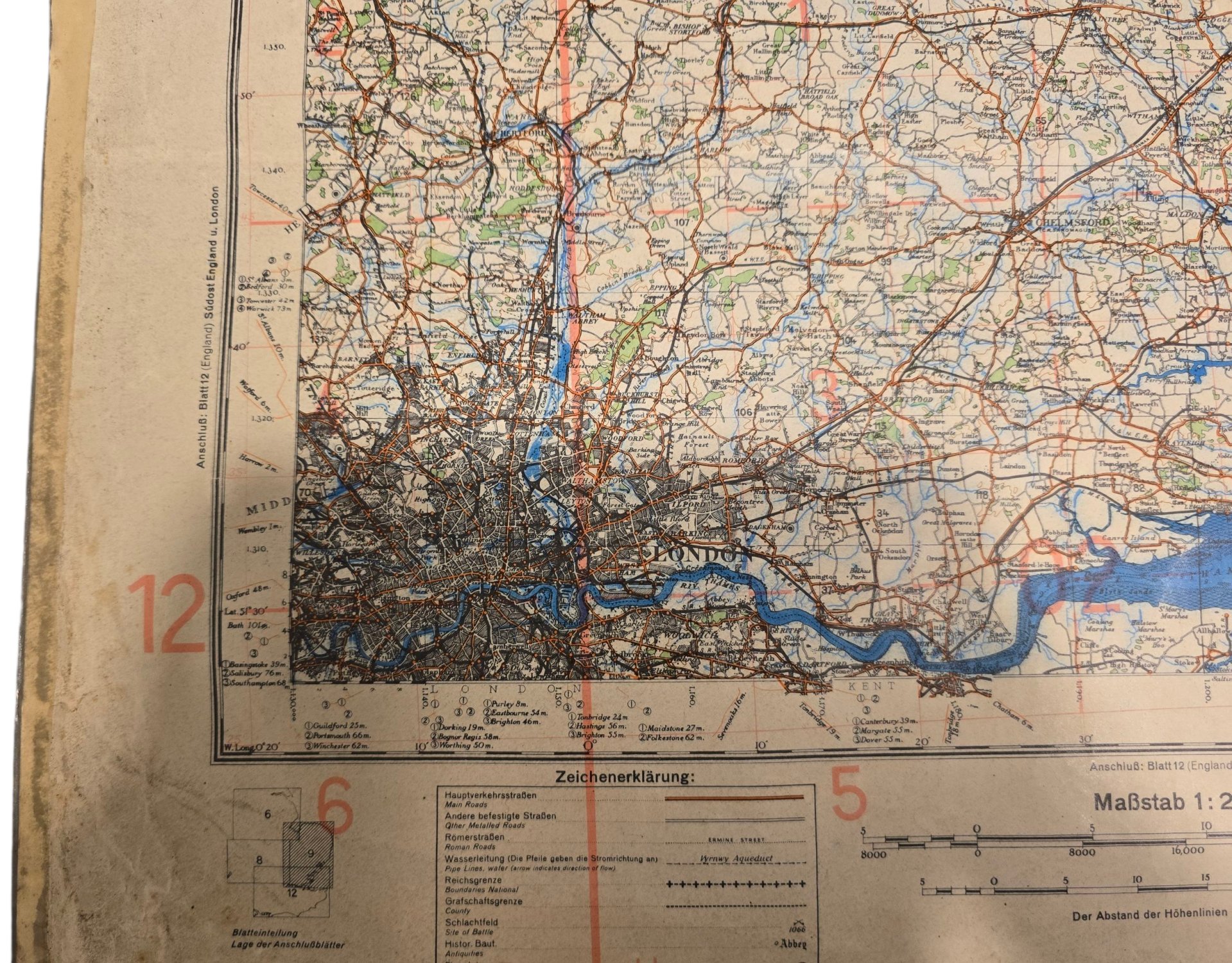 Original WW2 German Luftwaffe Map - Fliegerausgabe Great Britain England Nr. 9, Ost Anglia (1940) — image 5